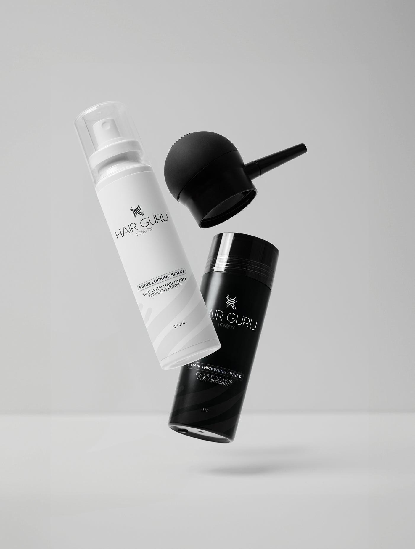 hair guru london starter set fibres locking spray pump