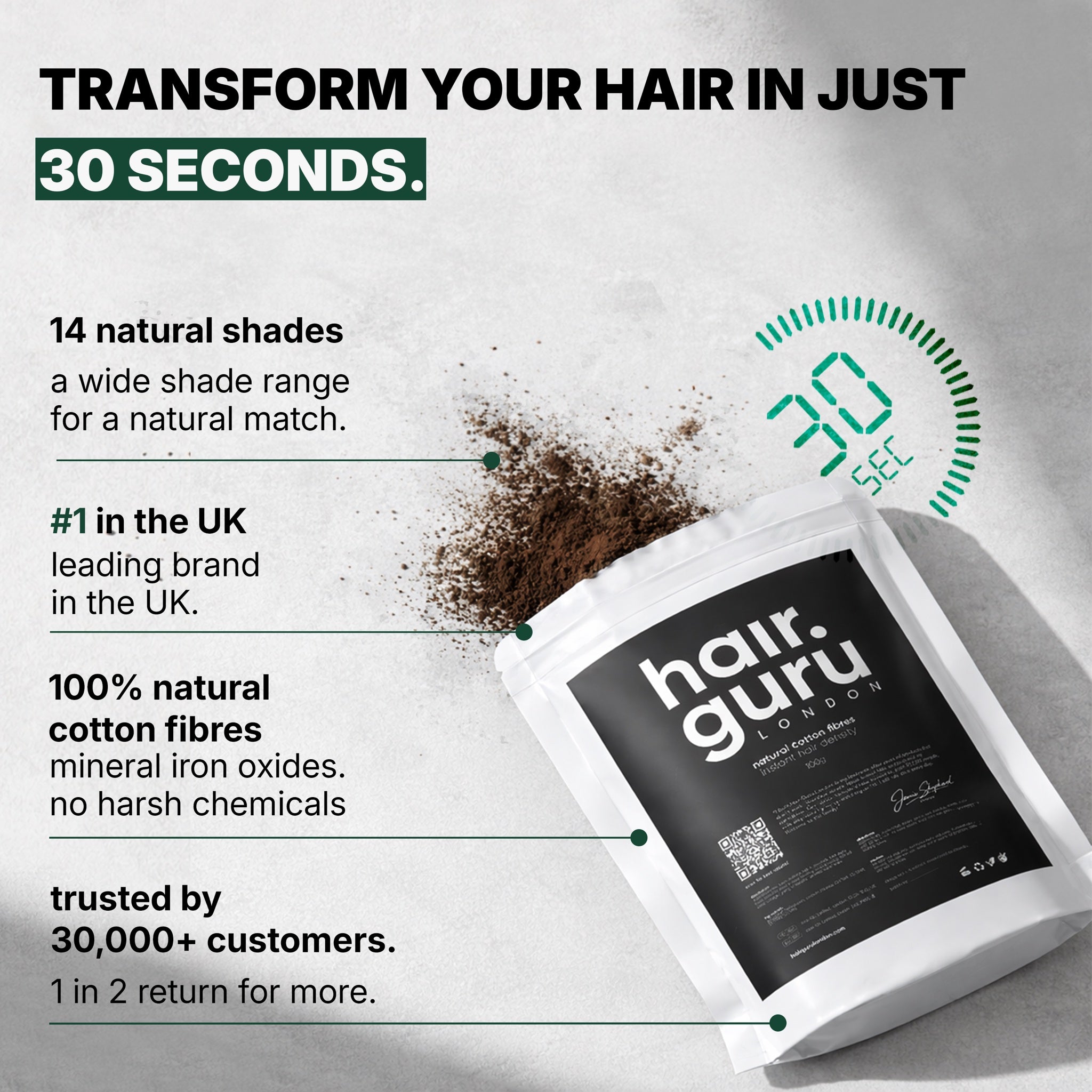 Hair Guru London Hair Fibres 100g Bottle 02 - Hair Fibres Refill Pouch 100g