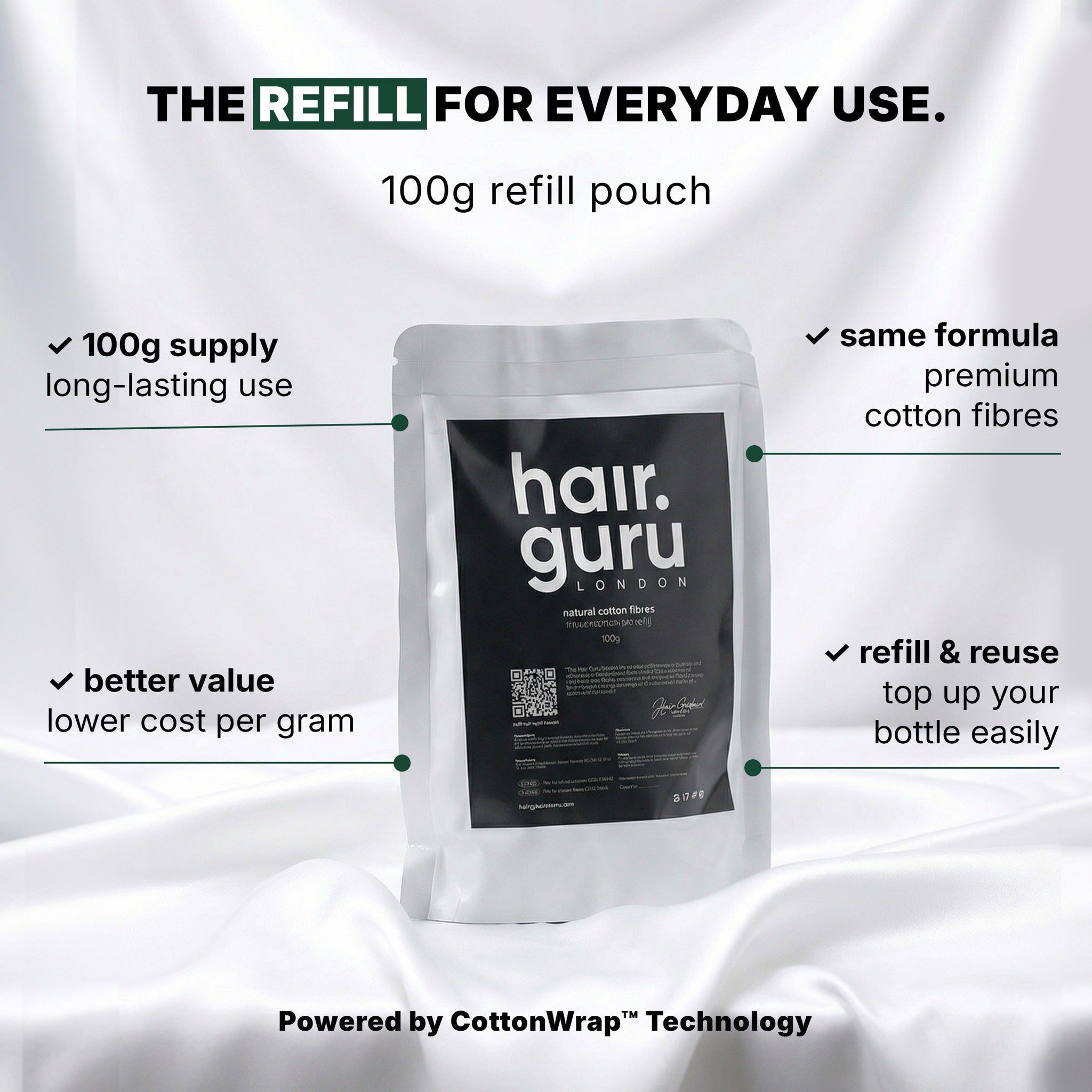 Hair Guru London Hair Fibres 100g Bottle 06 - Hair Fibres Refill Pouch 100g