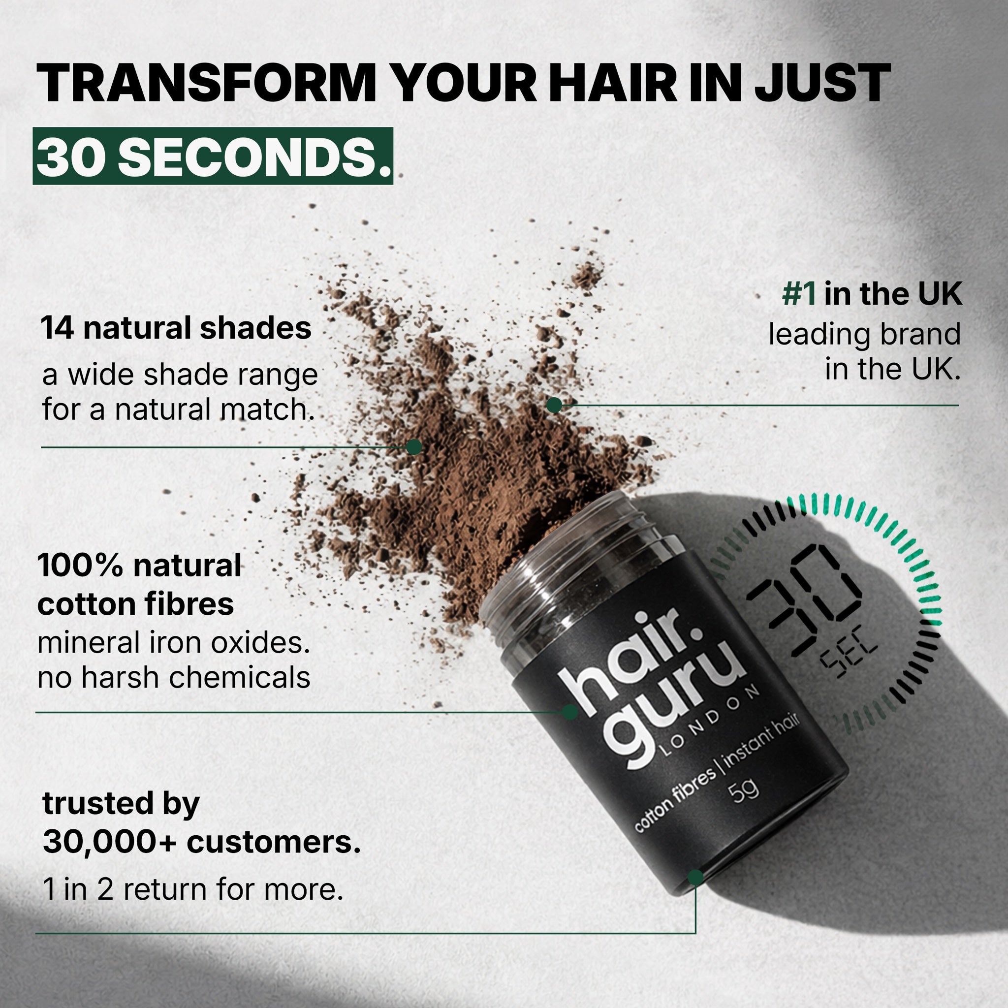 Hair Guru London Hair Fibres 5g Dark Brown 02 - Sample Size Hair Fibres 5g